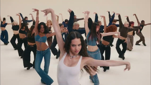 Still from the Gap × KATSEYE commercial showing the choreography that drove TikTok recreations